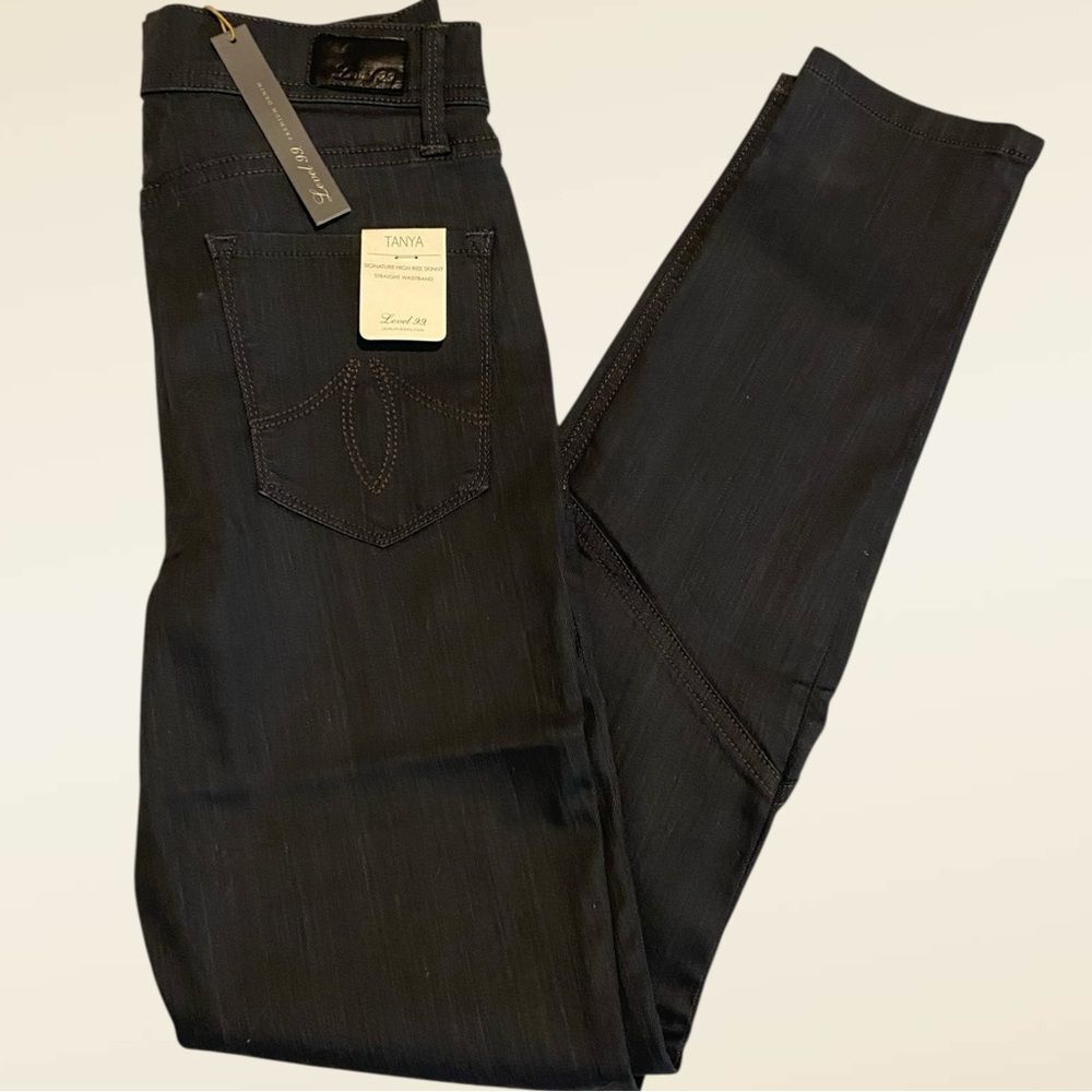 Level 99 Tanya High Rise Skinny Jeans | dark grey stretch jeans NWT size 28